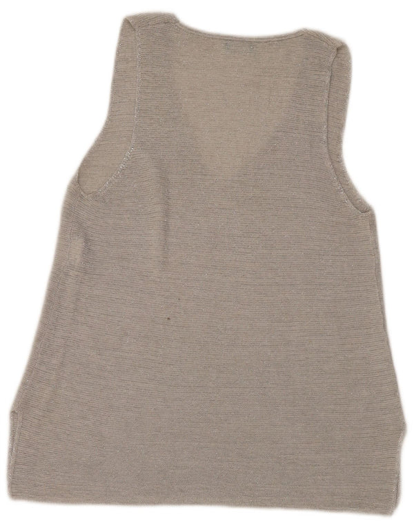 Colete feminino Benetton UK 14 grande algodão cinza