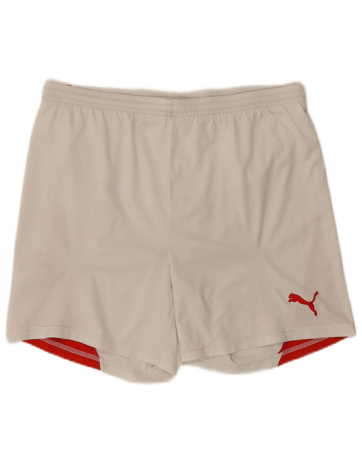 Shorts esportivos masculinos Puma grande bloco colorido branco