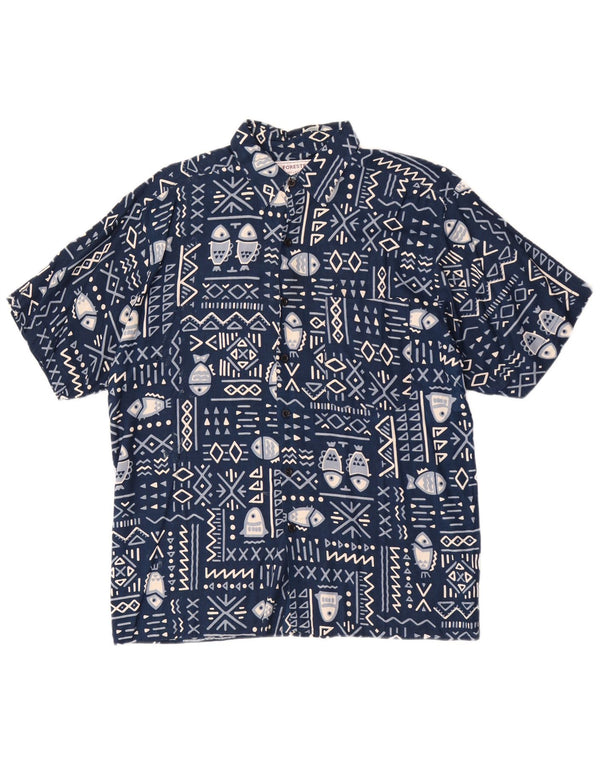 Camisa masculina de manga curta Forester grande rayon azul marinho