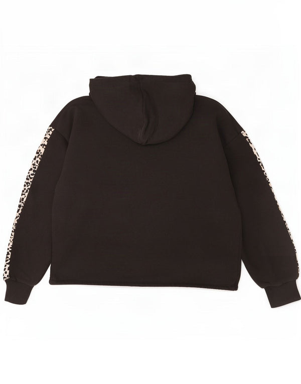 Puma feminino oversized moletom com capuz UK 10 pequeno preto estampa animal