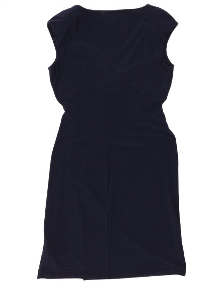 Ralph Lauren vestido bodycon feminino US 8 médio azul marinho poliéster