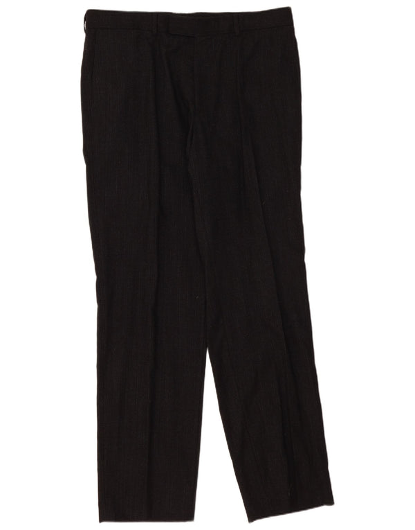 Calça masculina Hugo Boss Pegged Suit EU 54 2XL W36 L34 Lã risca de giz preta