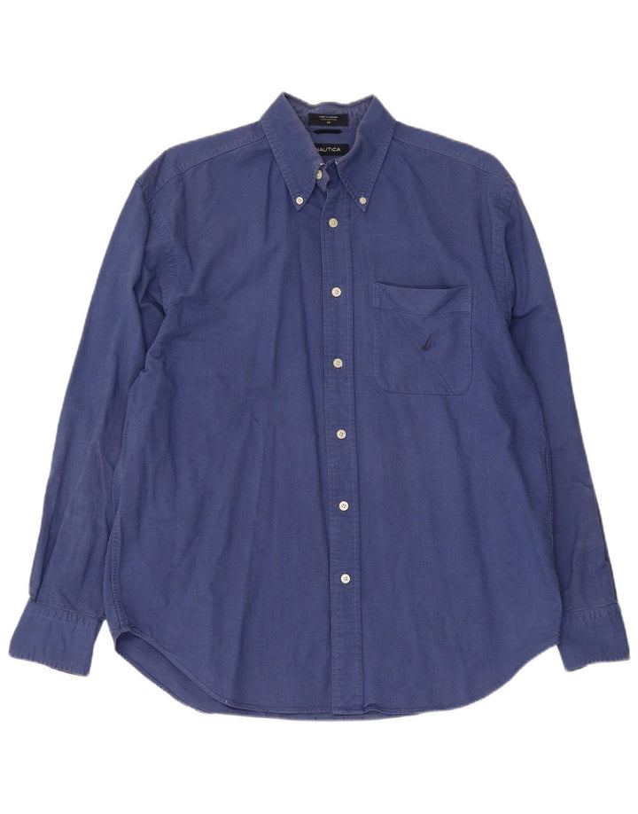 Camisa masculina Nautica de algodão azul médio