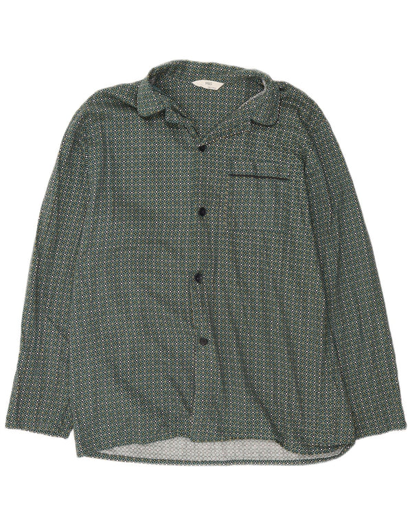 Camisa masculina Marks & Spencer grande algodão geométrico verde