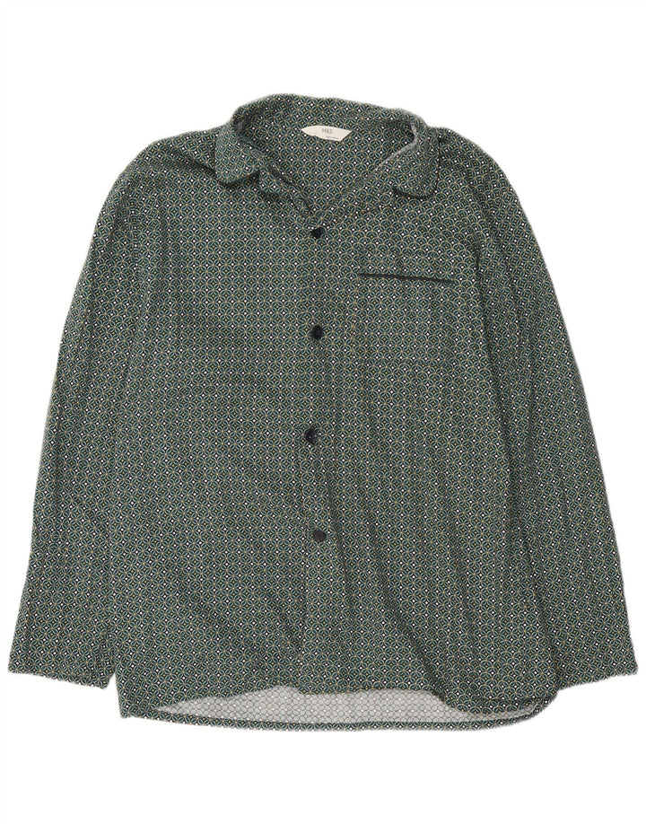 Camisa masculina Marks & Spencer grande algodão geométrico verde