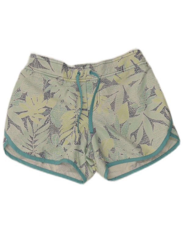 Shorts esportivos femininos Columbia UK 8 poliéster floral verde pequeno