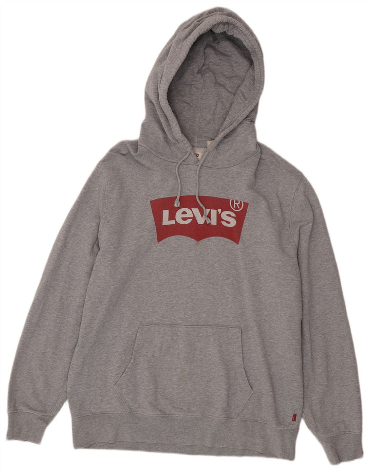 Suéter com capuz gráfico masculino Levi's grande algodão cinza