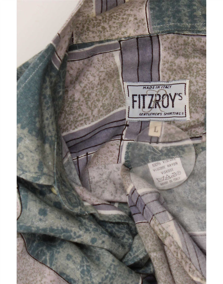 Camisa masculina Fitzroy grande verde patchwork viscose