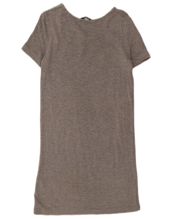 Vestido camiseta feminino Zara Reino Unido 10 pequeno viscose cinza