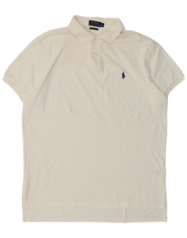 Camisa polo masculina Polo Ralph Lauren com ajuste personalizado grande algodão branco