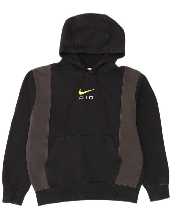 Suéter com capuz gráfico masculino Nike pequeno preto colorido em bloco de algodão