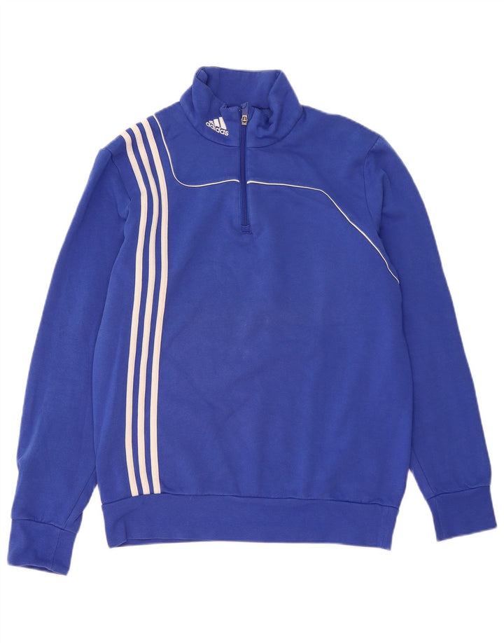 ADIDAS Mens Zip Neck Moletom Jumper Médio Azul Algodão