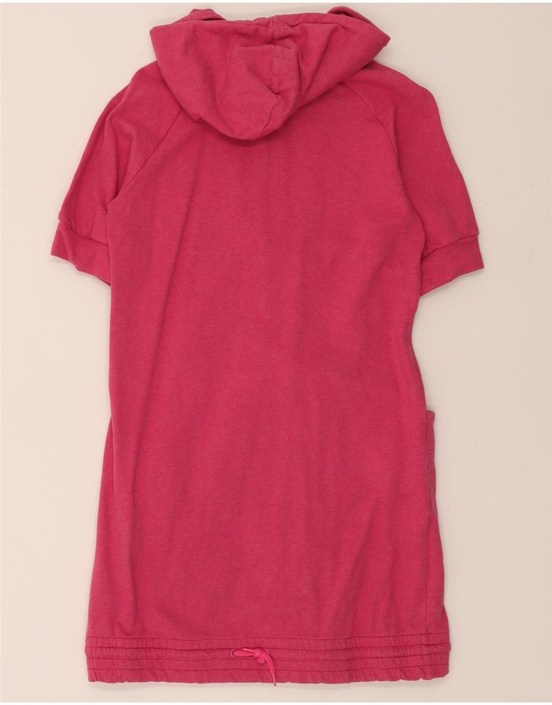 ADIDAS Womens Longline Short Sleeve Zip Hoodie Sweater EU 38 Small Pink Vintage Adidas and Second-Hand Adidas from Messina Hembry 