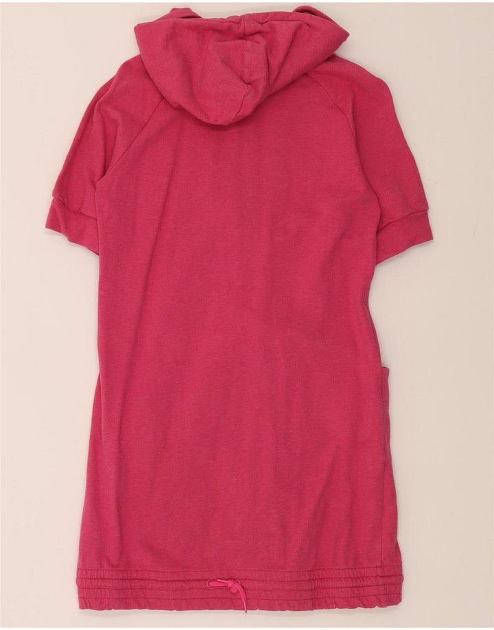 ADIDAS Womens Longline Short Sleeve Zip Hoodie Sweater EU 38 Small Pink Vintage Adidas and Second-Hand Adidas from Messina Hembry 