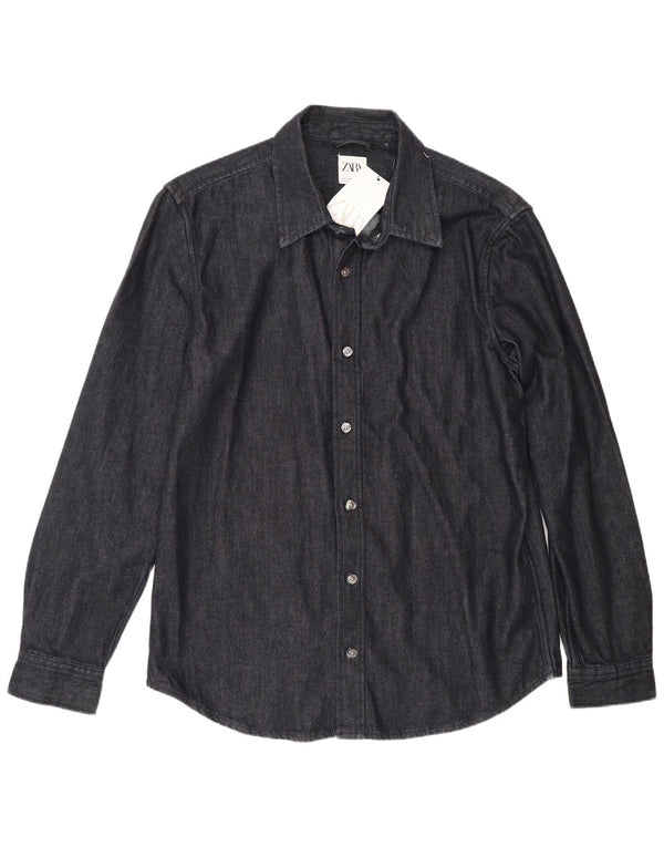 Camisa jeans masculina Zara grande algodão azul marinho