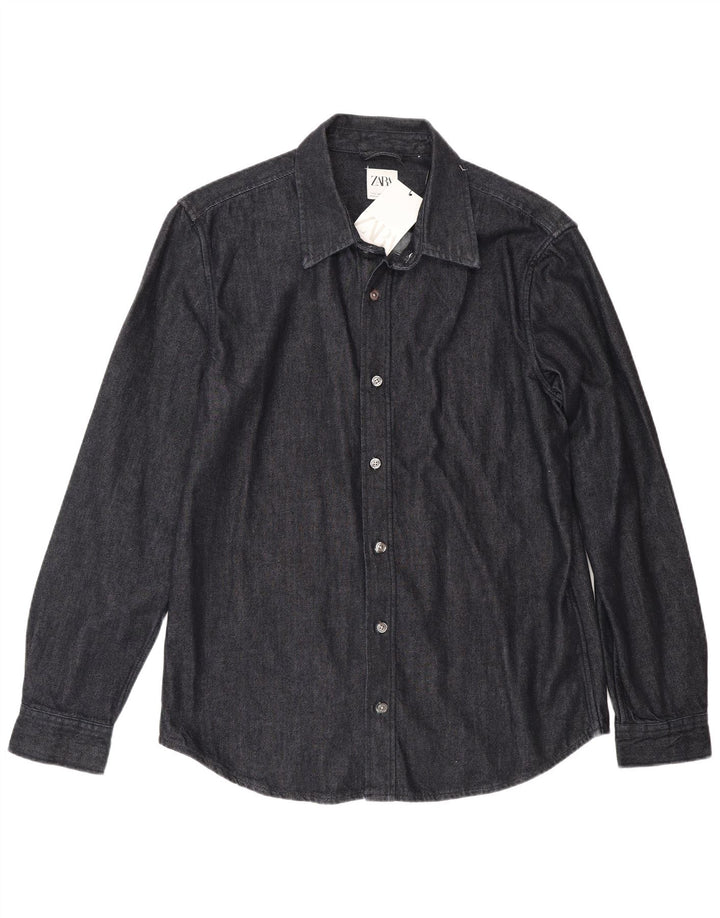 Camisa jeans masculina Zara grande algodão azul marinho