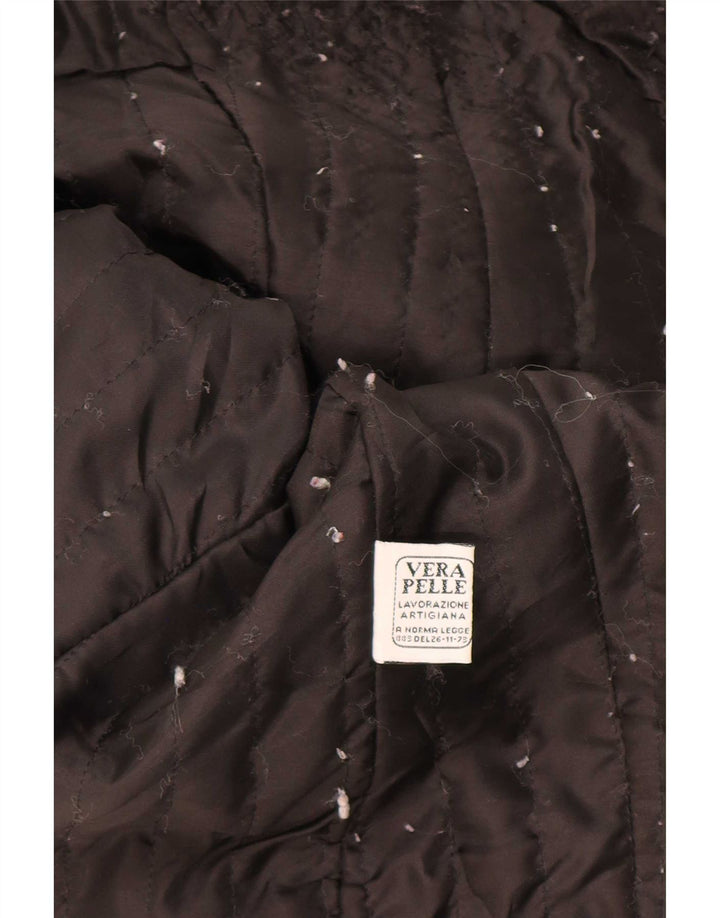 Jaqueta de couro feminina vintage IT 46 grande preta