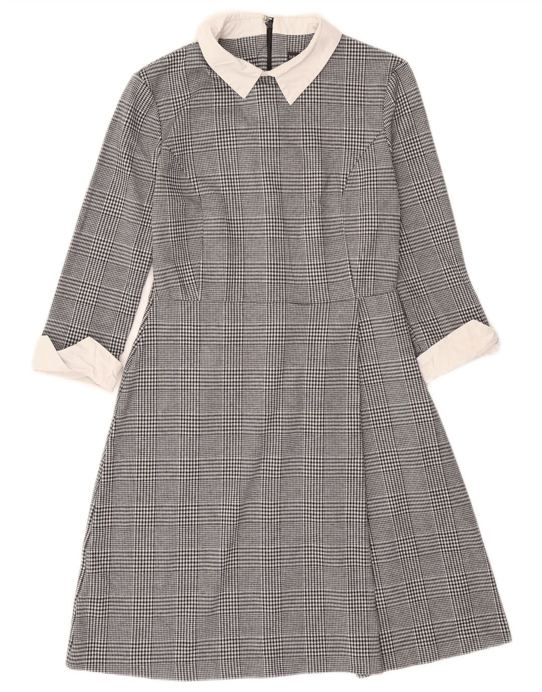 Vestido feminino Marks & Spencer A-Line UK 10 pequeno preto houndstooth