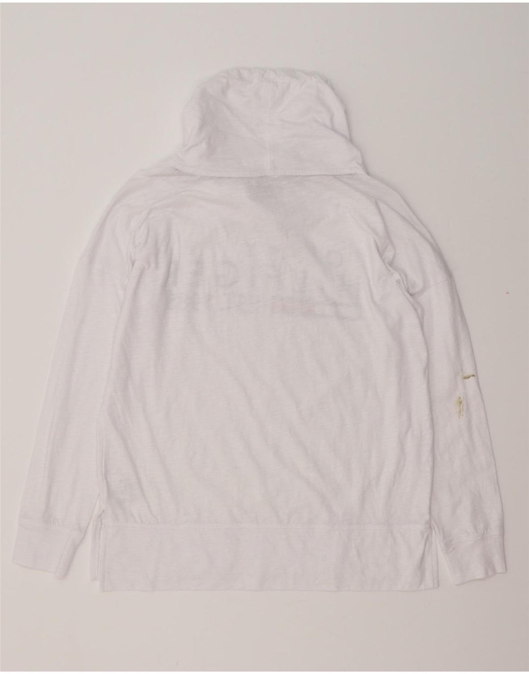 TOMMY HILFIGER Top gráfico feminino oversized manga comprida Reino Unido 10 pequeno branco