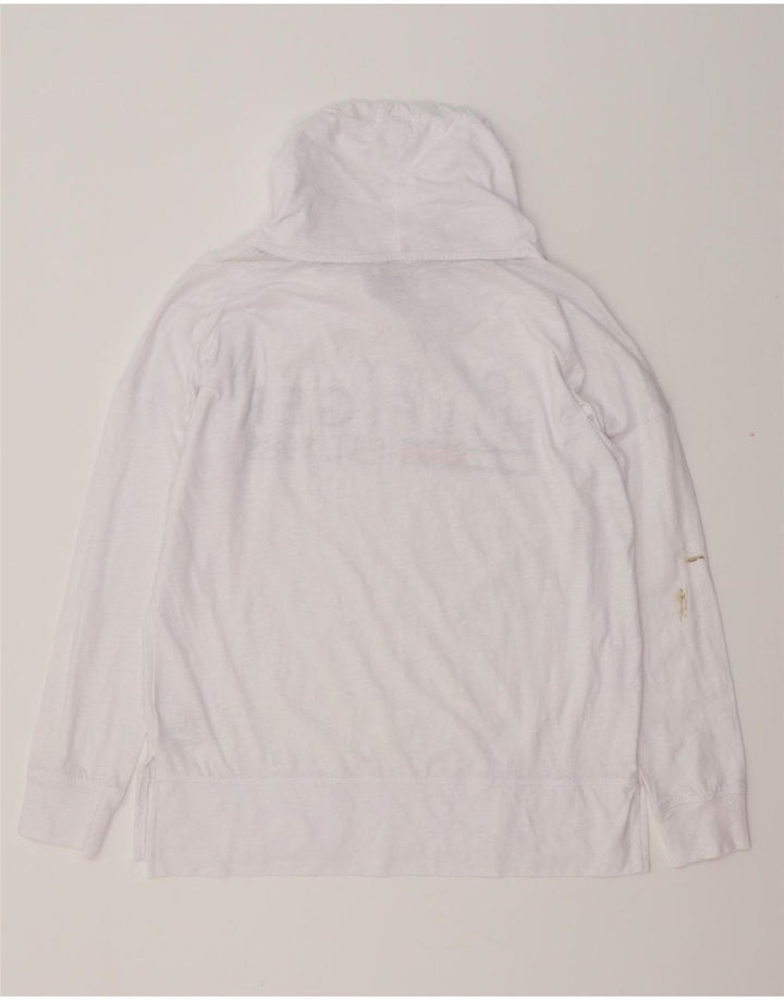 TOMMY HILFIGER Top gráfico feminino oversized manga comprida Reino Unido 10 pequeno branco