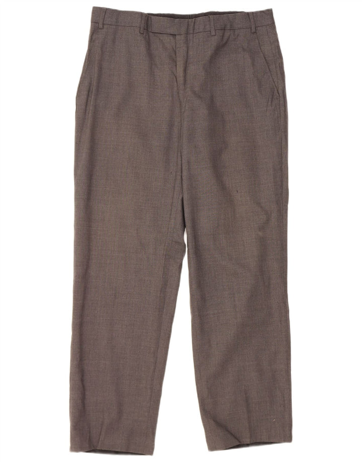 Calça masculina de terno reto AQUASCUTUM W34 L29 cinza