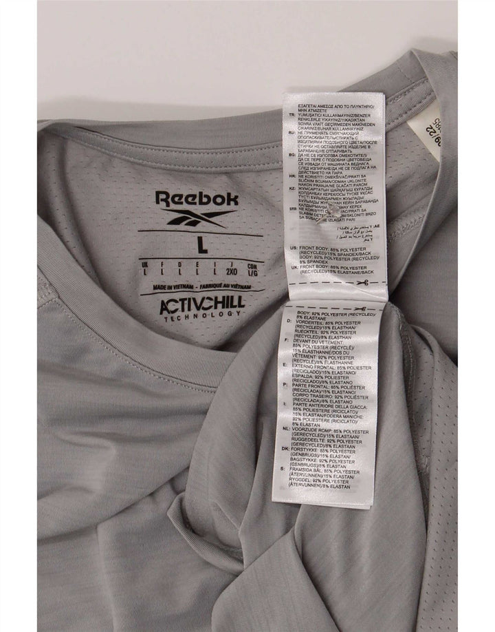 Camiseta masculina Reebok grande poliéster cinza