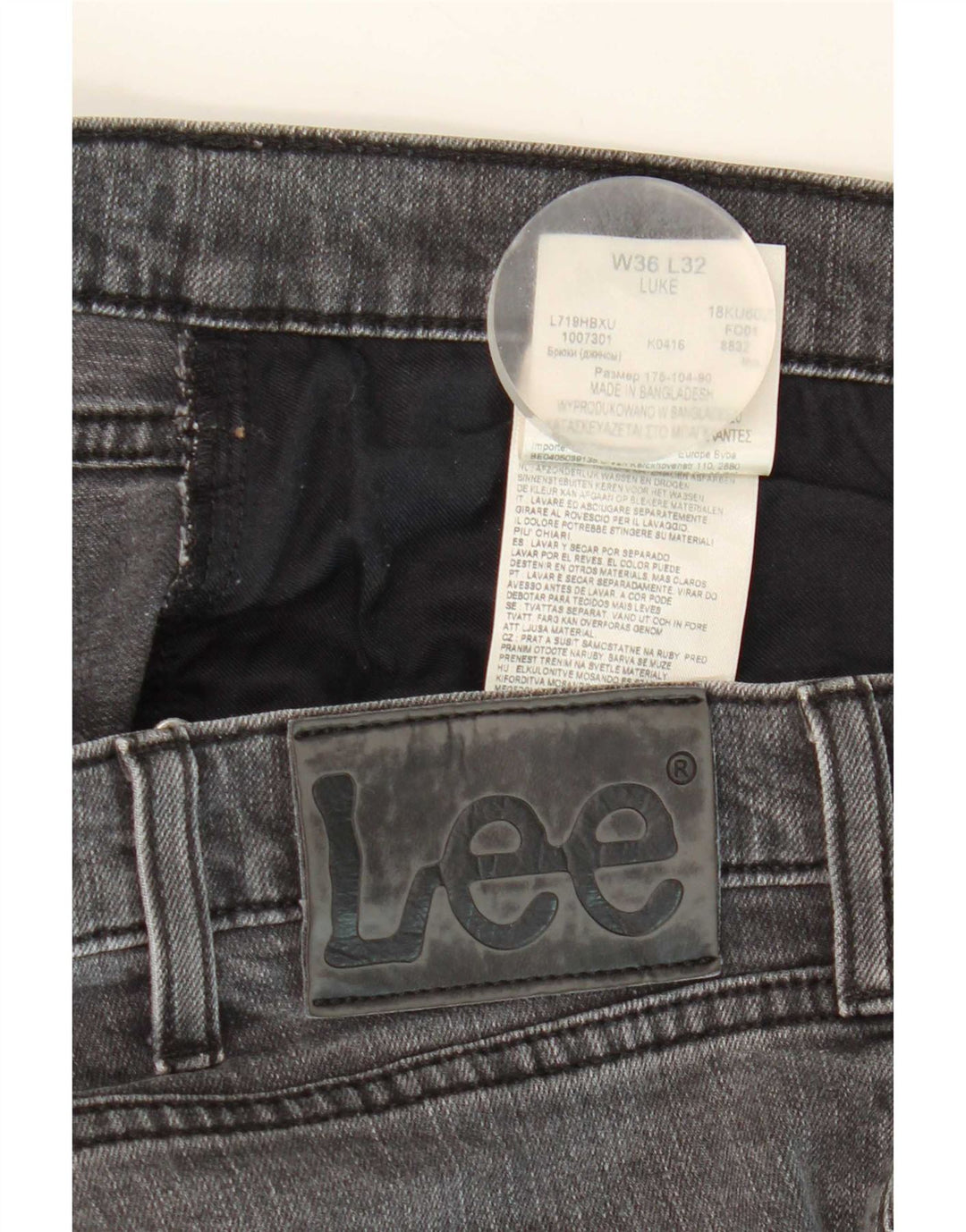 Lee Mens Luke Slim Jeans W36 L28 Algodão Cinza