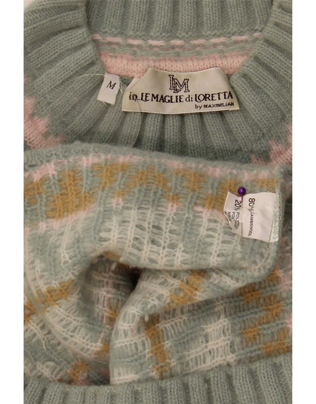 Suéter feminino Maximilian com gola tartaruga Reino Unido 14 médio verde Fair Isle