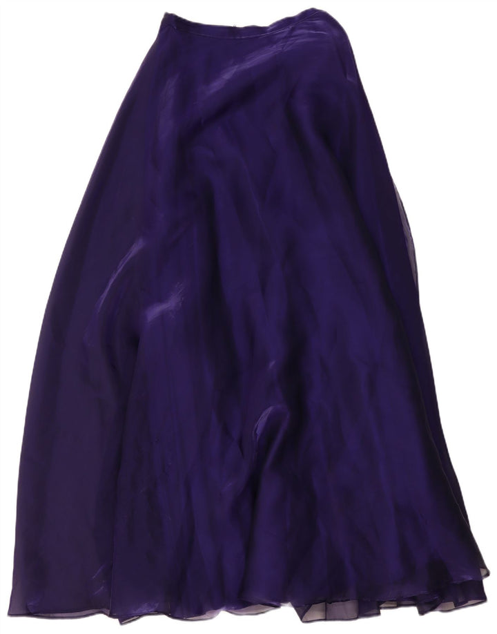 Saia maxi feminina vintage pequena W26 poliéster roxo