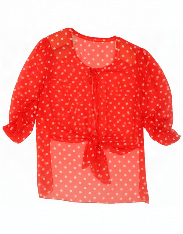 Cardigan feminino vintage manga 3/4 IT 46 bolinhas vermelhas grandes