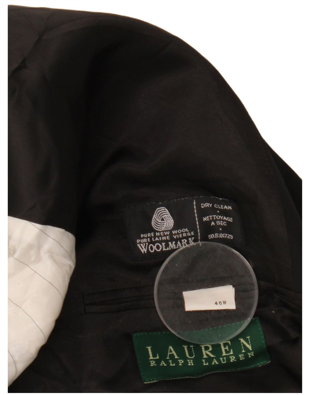 Ralph Lauren Jaqueta blazer masculina de 2 botões Reino Unido 46 2XL lã preta