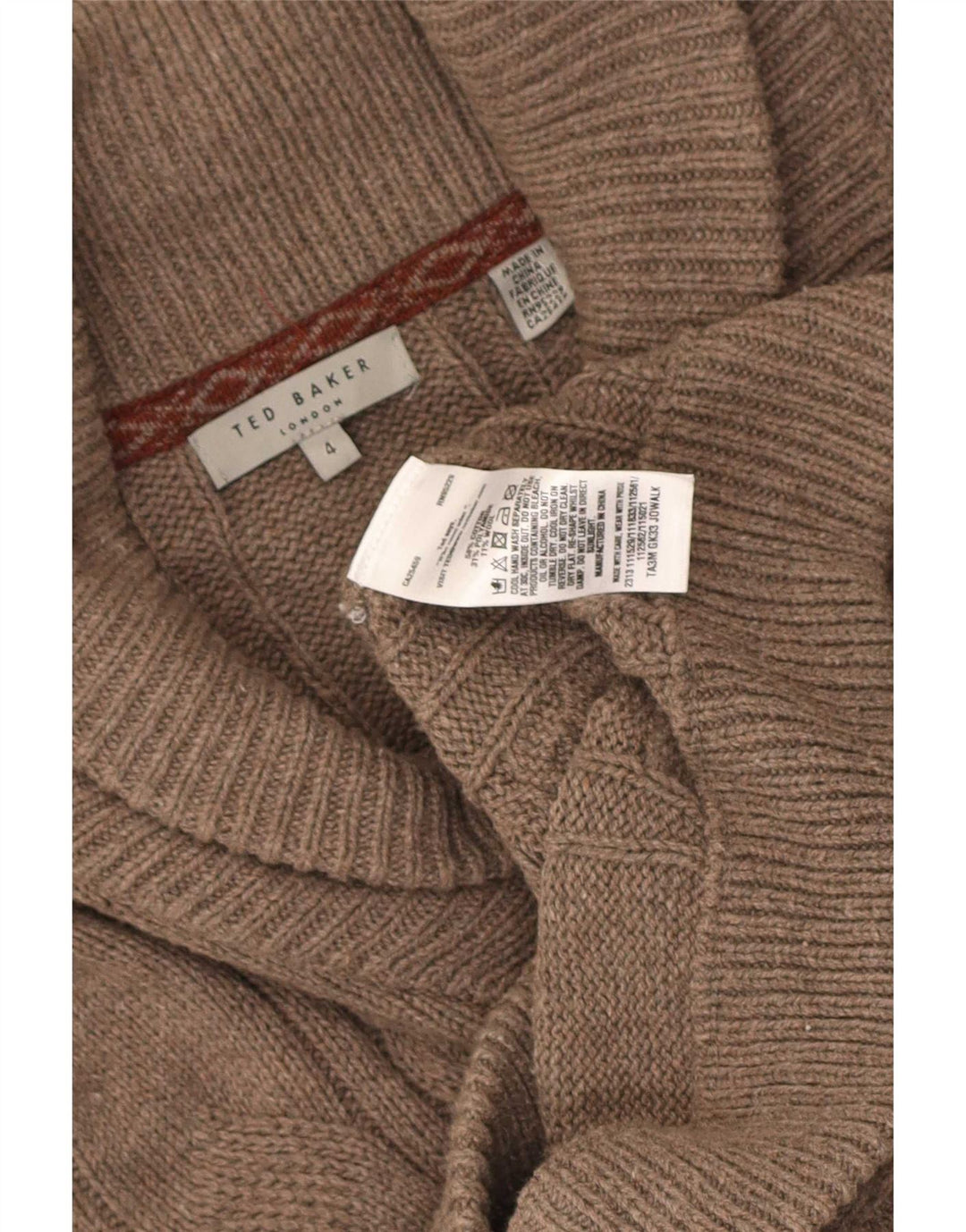 Suéter cardigã masculino Ted Baker tamanho 4 grande algodão marrom