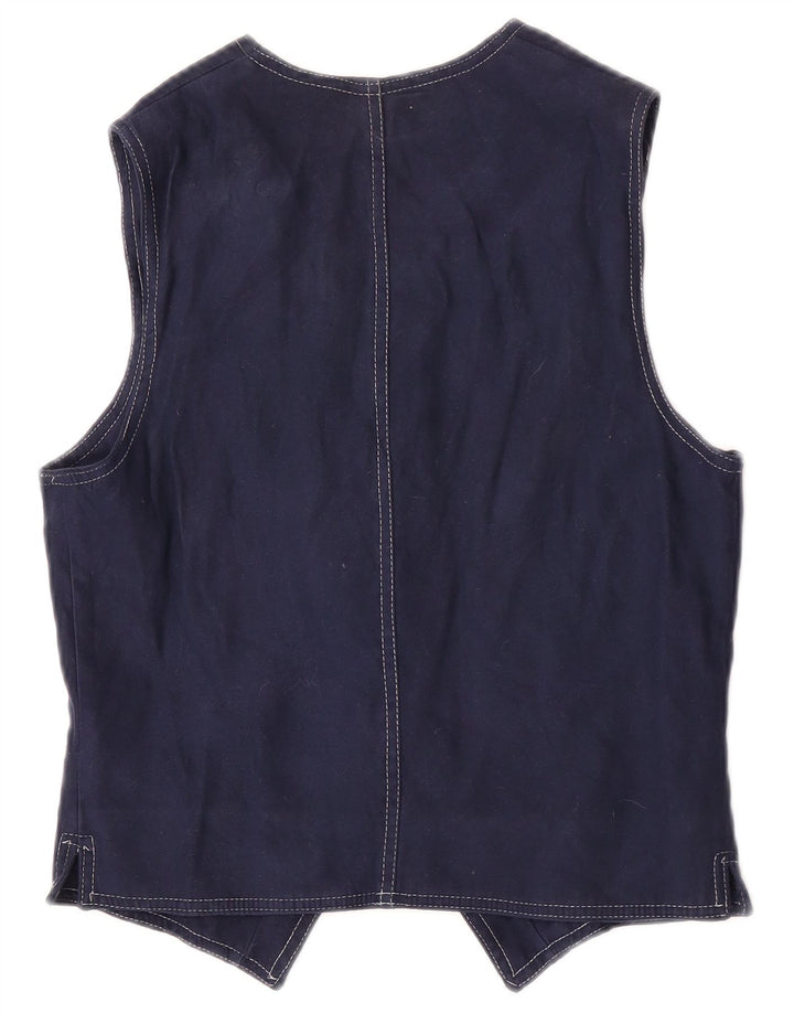 Colete feminino Ok UK 12 poliéster azul marinho médio