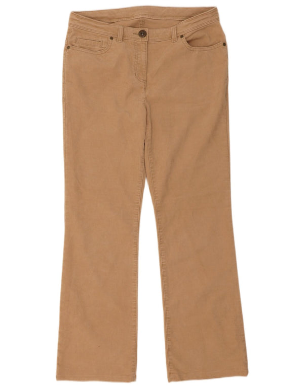 Calça feminina de veludo Marks & Spencer Reino Unido 12 médio W32 L29 bege