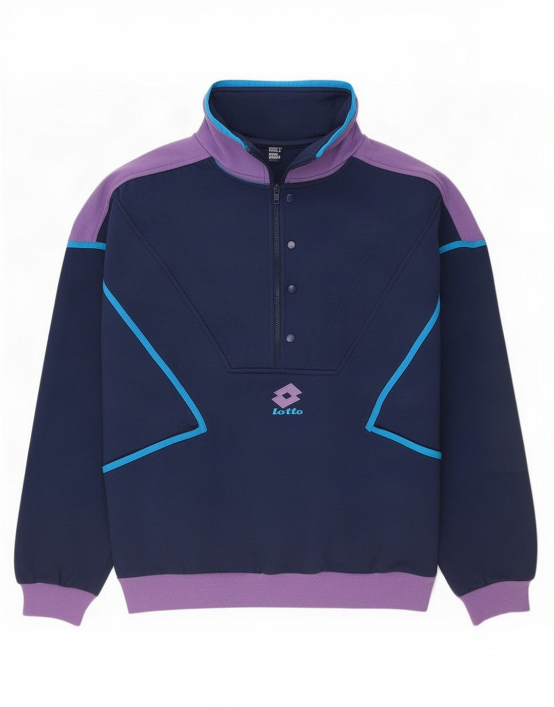 Suéter masculino Lotto com zíper e gola grande, azul marinho, poliéster