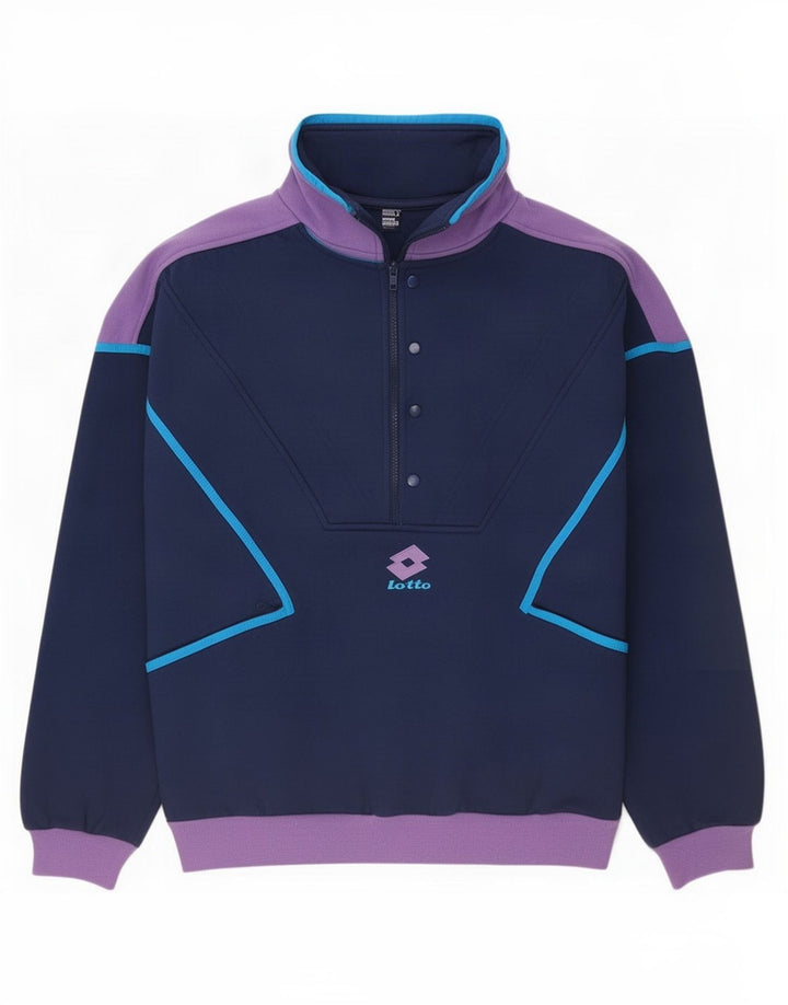 Suéter masculino Lotto com zíper e gola grande, azul marinho, poliéster