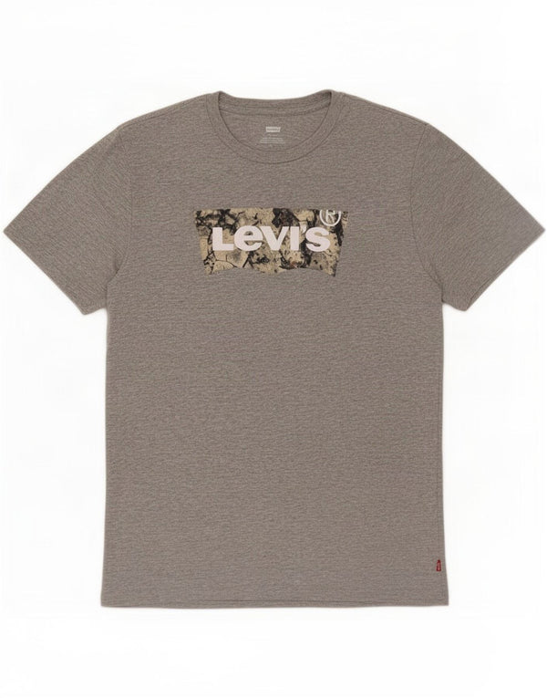 Levi's Camiseta gráfica masculina Top algodão manchado cinza médio
