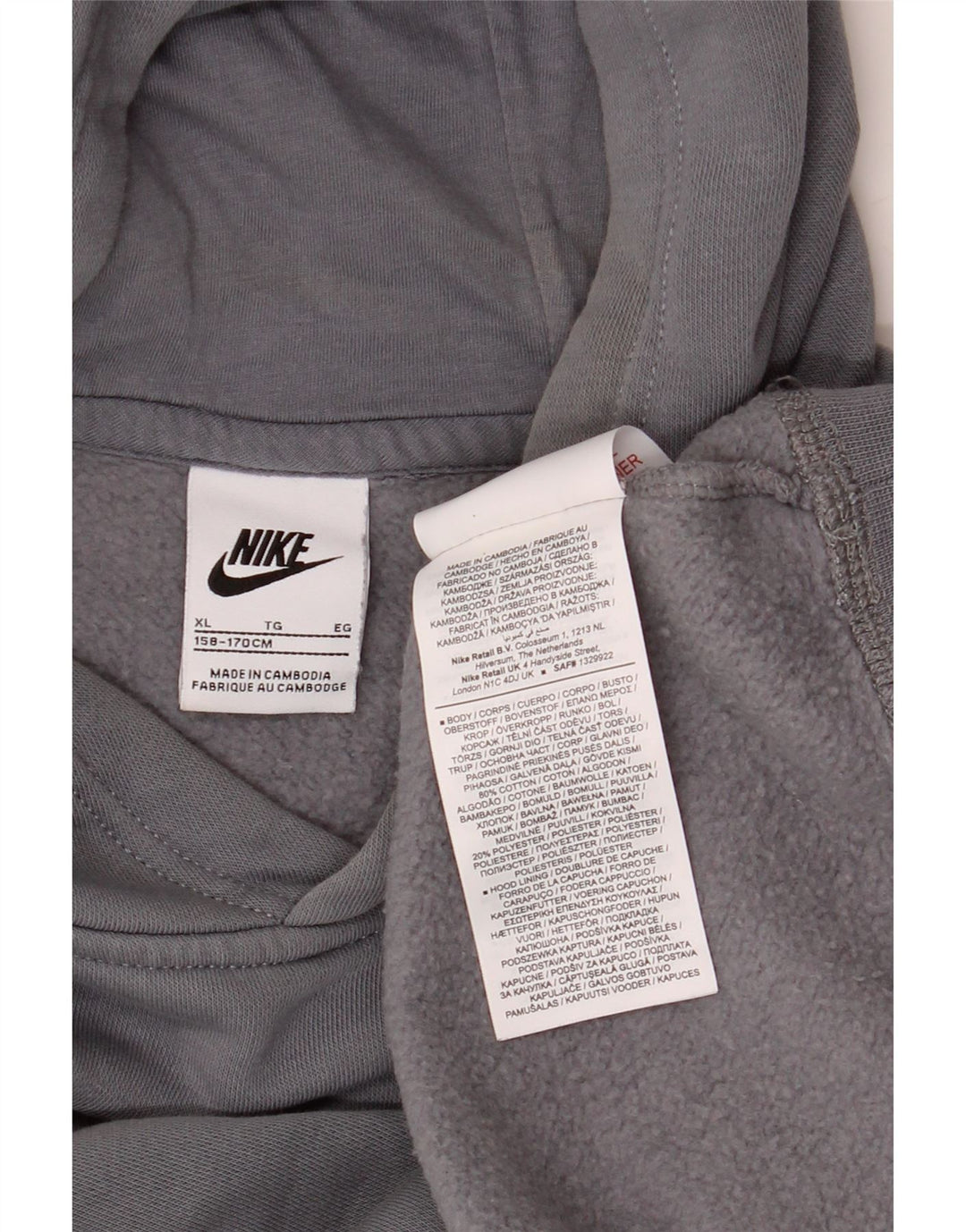NIKE Meninos Graphic Hoodie Jumper 13-14 Anos XL Cinza Algodão