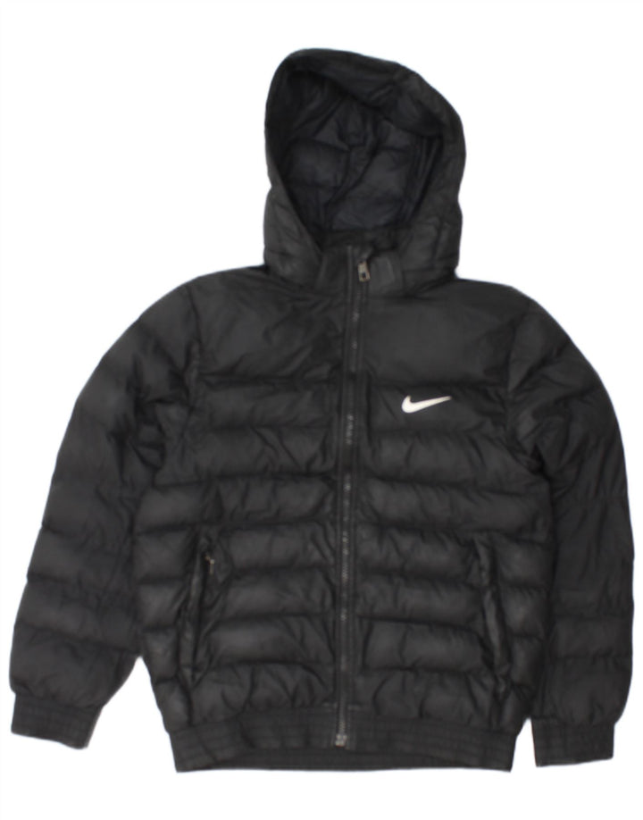 Jaqueta acolchoada com capuz Nike Boys 12-13 anos grande poliéster preto