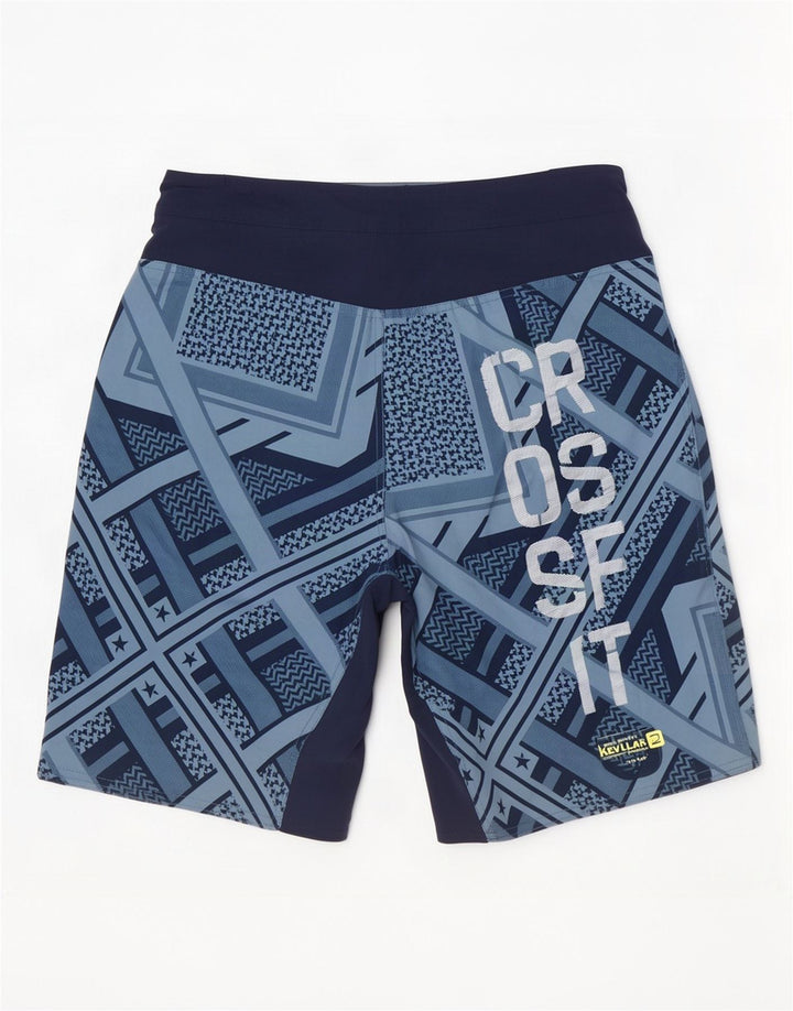 Shorts de natação Reebok masculino Cross Fit Graphic médio azul geométrico