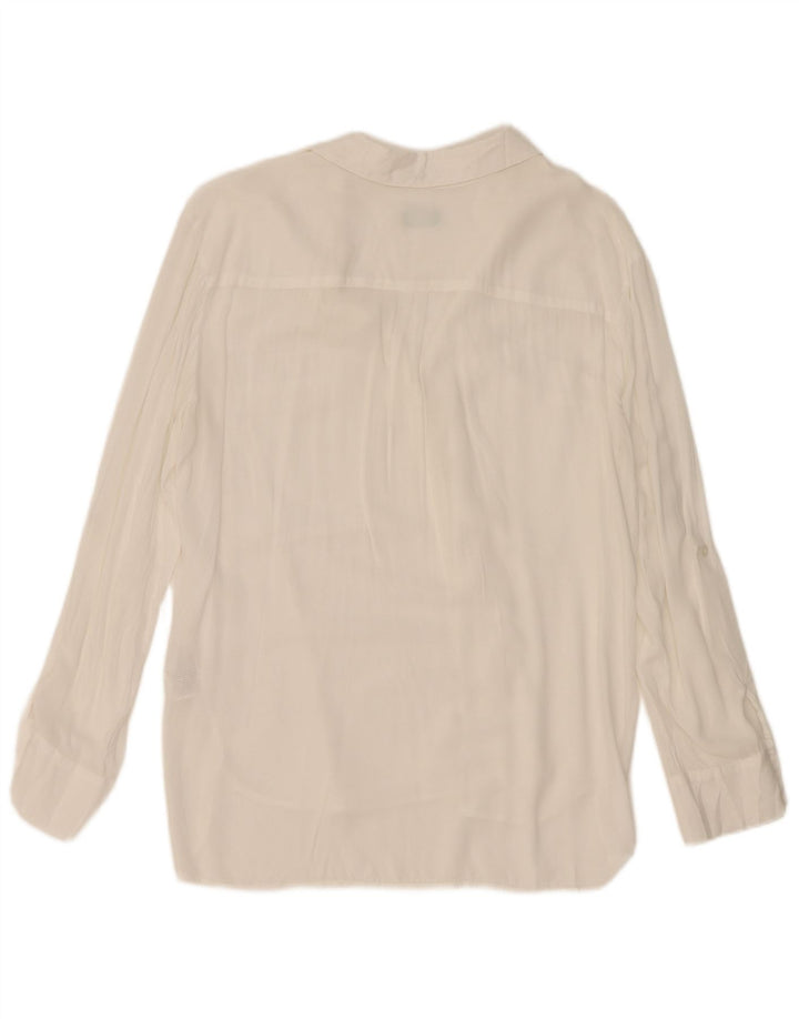 Blusa feminina oversized Benetton Reino Unido 14 viscose branca média