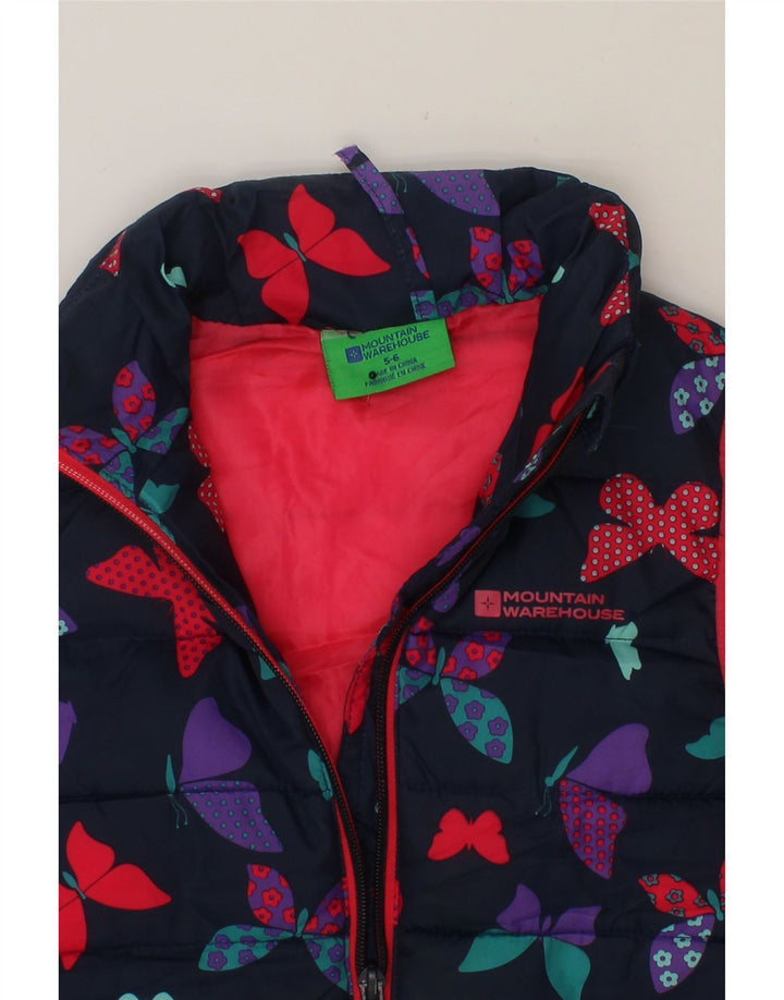 MOUNTAIN WAREHOUSE Girls Padded Gilet 5-6 Years Navy Blue Butterfly Vintage Mountain Warehouse and Second-Hand Mountain Warehouse from Messina Hembry 