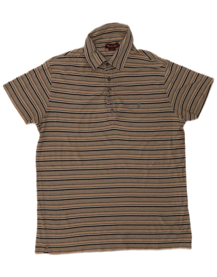 Camisa polo masculina Marlboro Classics grande listrada bege
