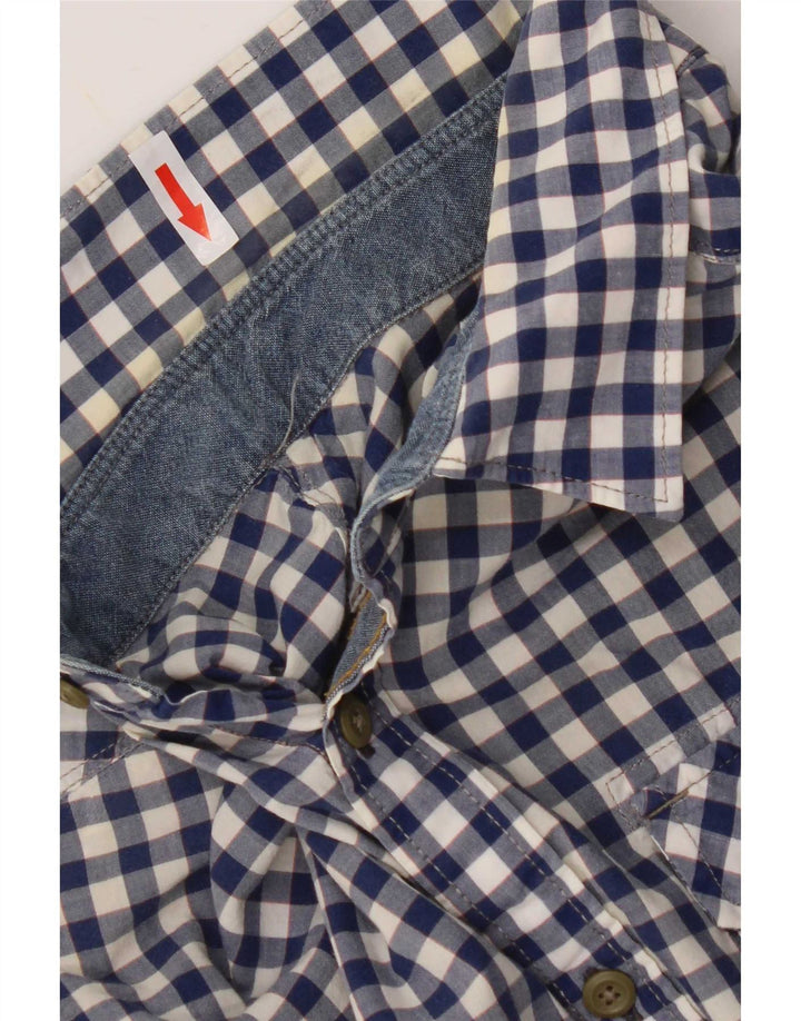 Camisa masculina G-Star de algodão guingão azul médio