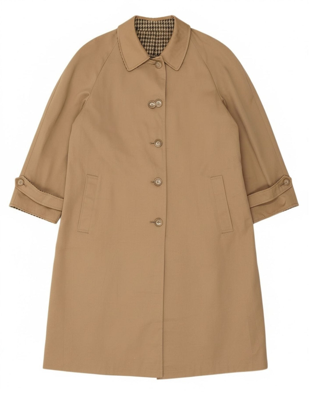 Sobretudo reversível superdimensionado vintage feminino IT 47 XL Bege Houndstooth