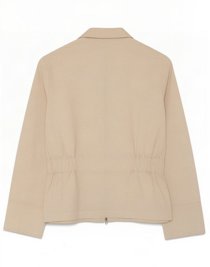 Jaqueta blazer feminina Topshop Reino Unido 10 viscose manchada bege pequena
