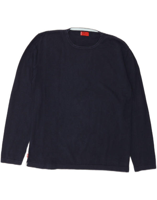 Top feminino Levi's manga comprida UK 18 XL azul marinho algodão