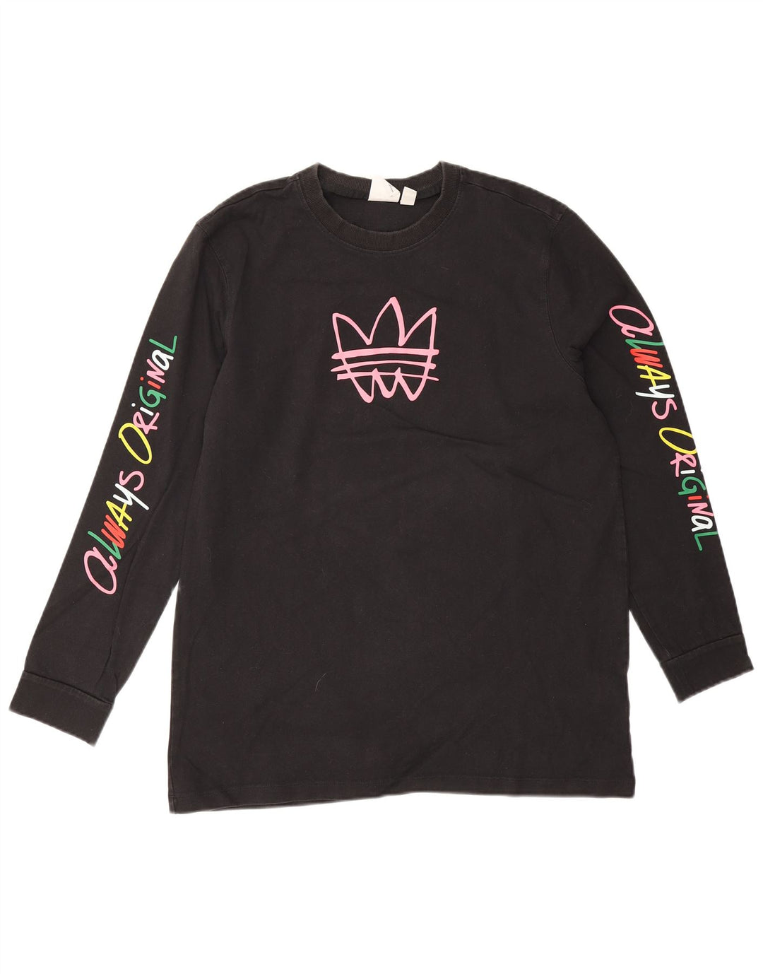 Top gráfico feminino Adidas manga comprida Reino Unido 14 algodão preto médio