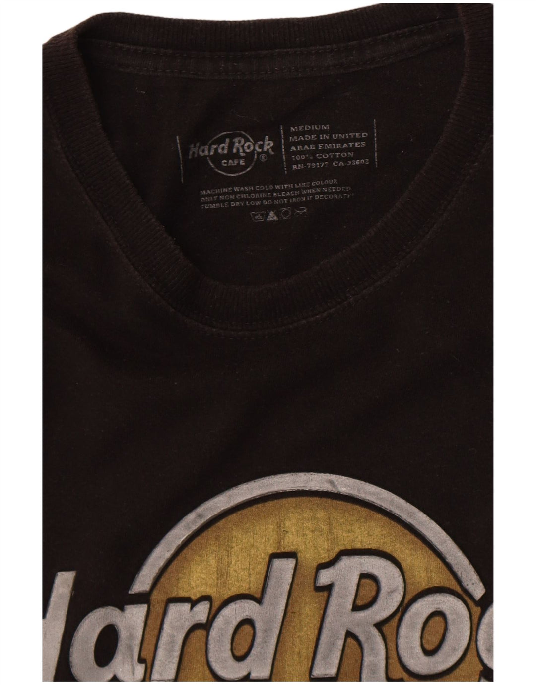Camiseta masculina Hard Rock Cafe Paris Graphic Top Médio Algodão Preto