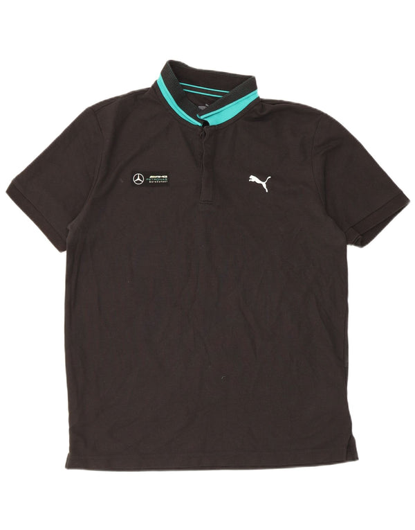 Camisa polo masculina Puma médio preto colorblock algodão